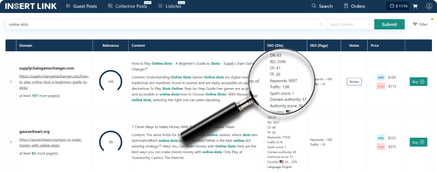 See domain and page-level SEO stats